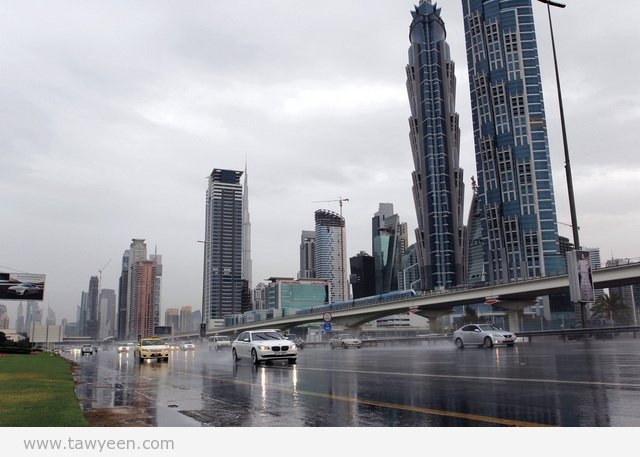 Rain in Sheikh Zayed  Road Dubai April 27,2013 Photo By Mohan